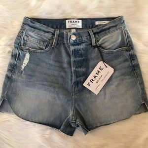 FRAME Le Original High Rise Denim Shorts Tulip Hem